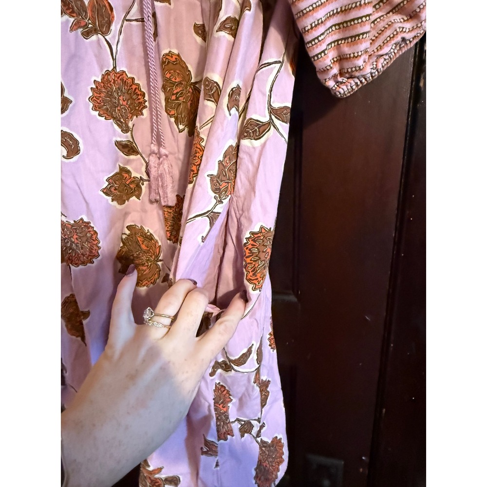 Knox Rose Floral Boho Shift Dress Lavender Purple Tassel Short Sleeve XL - Picture 5 of 5